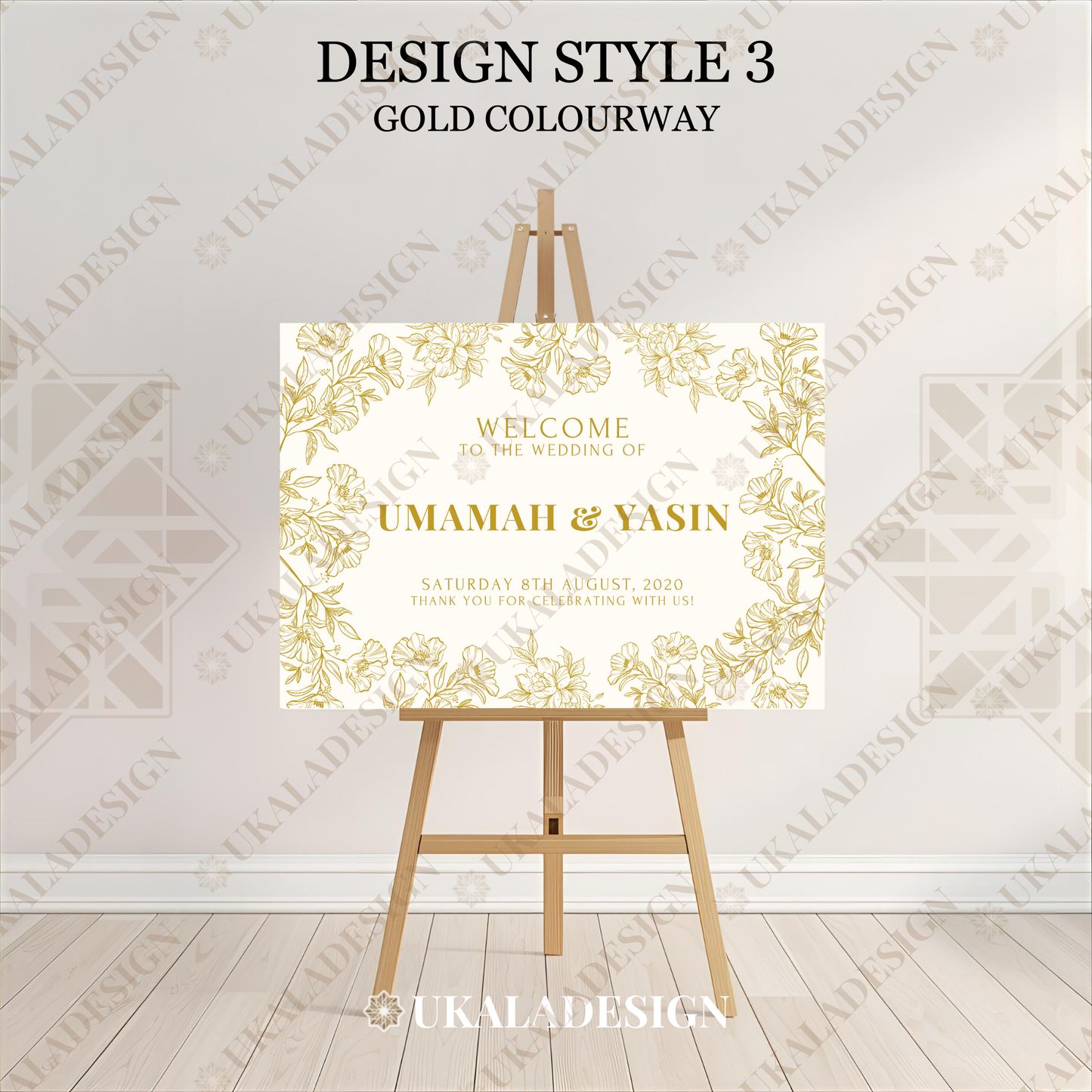 Gold - Wedding Welcome Sign - Landscape