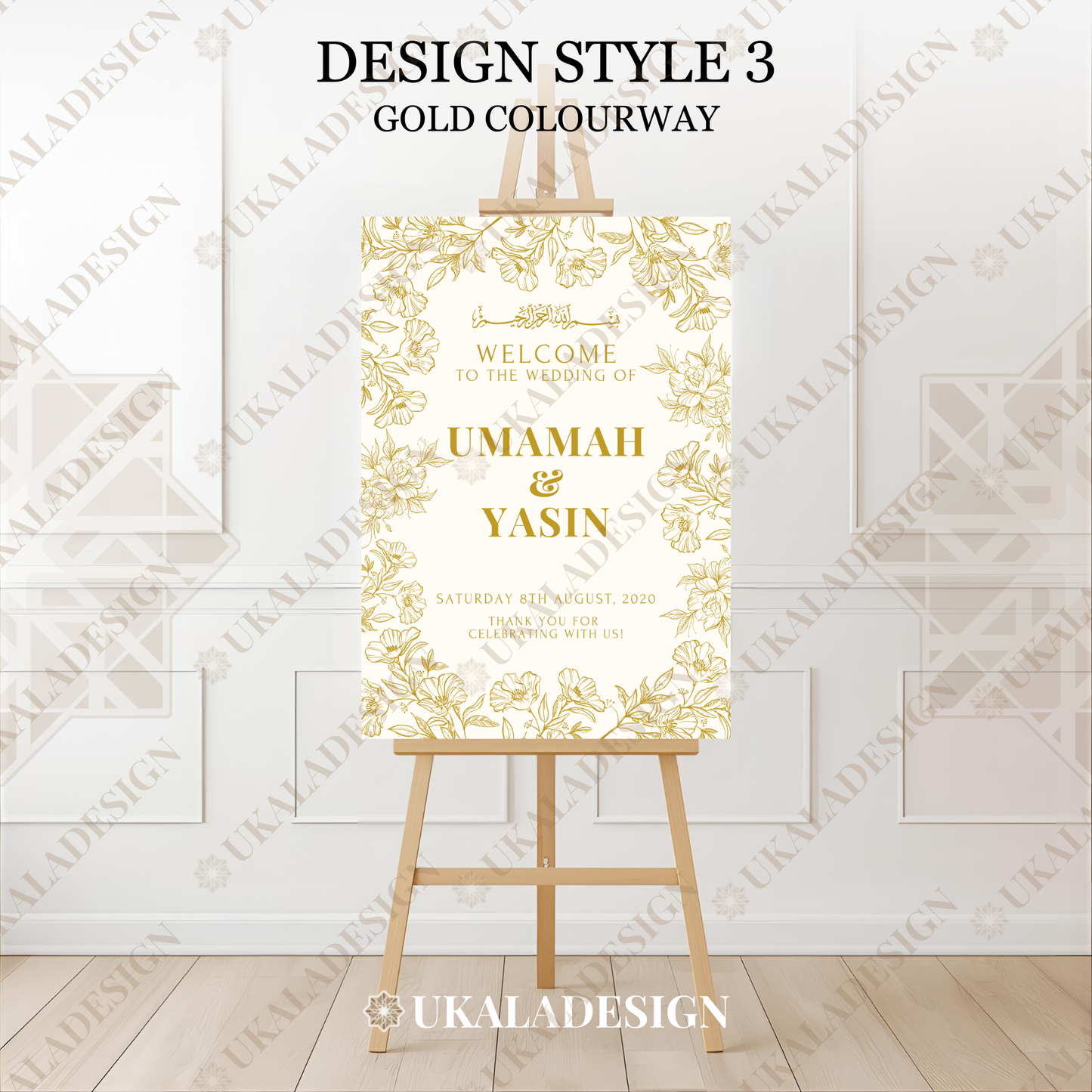 Gold - Wedding Welcome Sign - Portrait