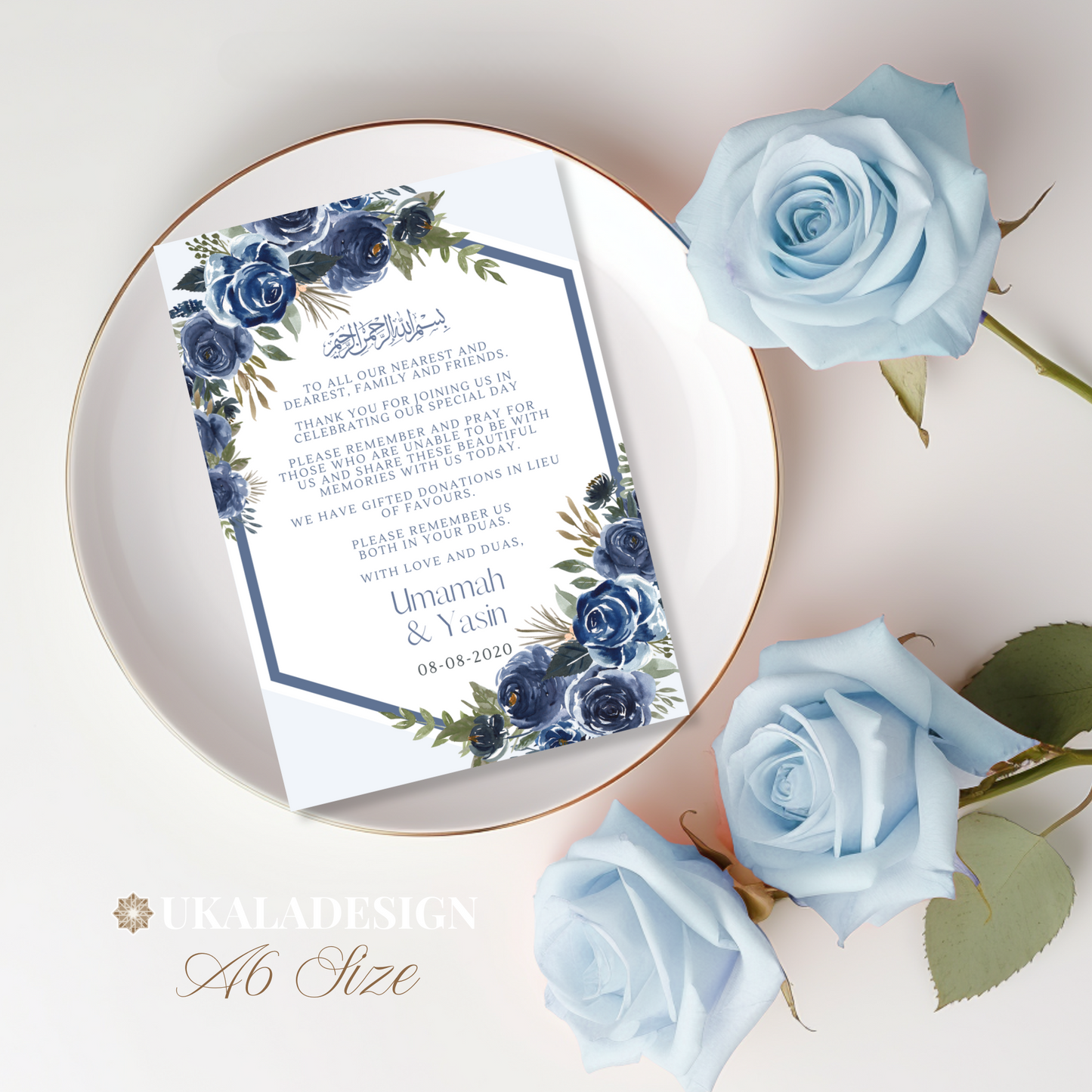 Blue - Customised A6 Favour/Dua Card