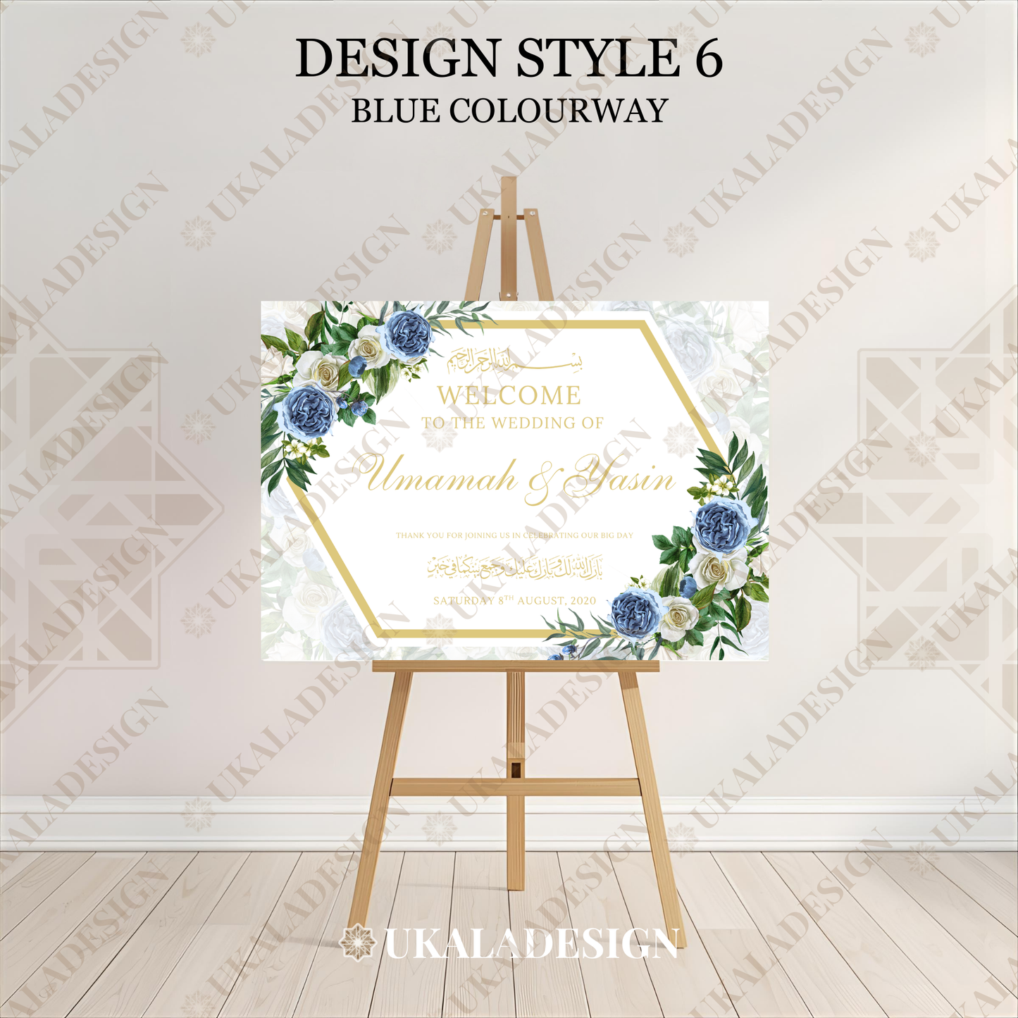 Blue - Wedding Welcome Sign - Landscape