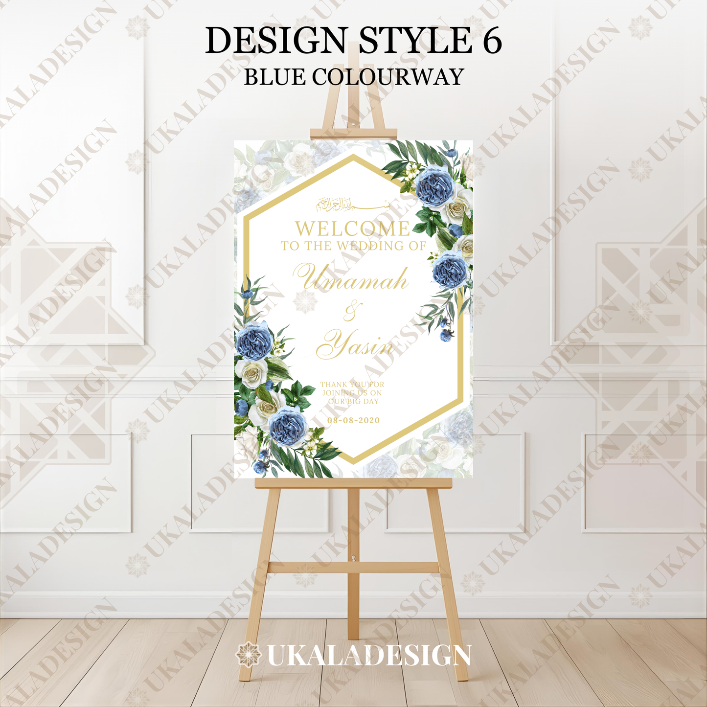Blue - Wedding Welcome Sign - Portrait