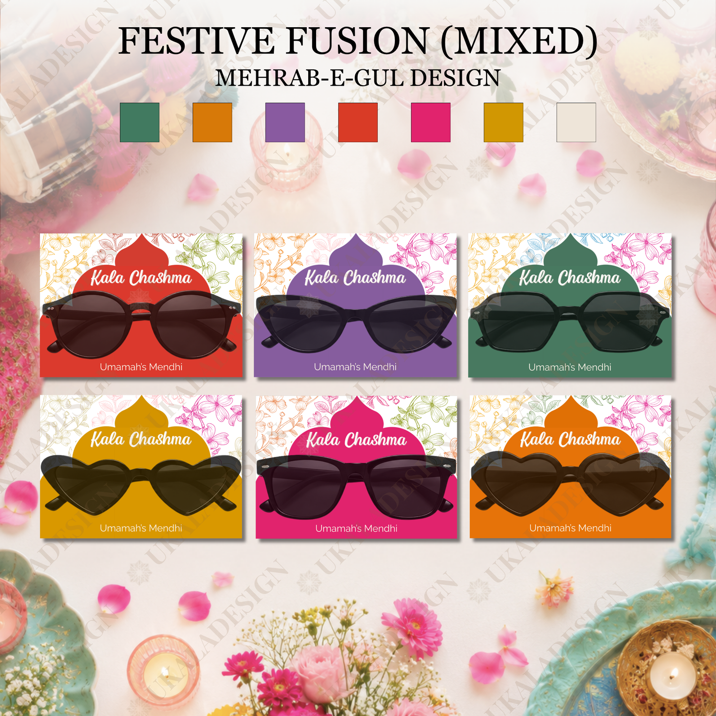 Kala Chashma Sunglasses Display Cards - Mehrab-e-Gul Design