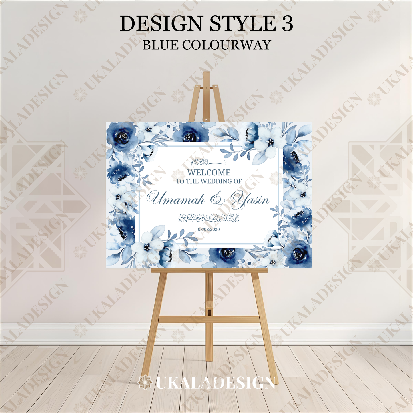 Blue - Wedding Welcome Sign - Landscape