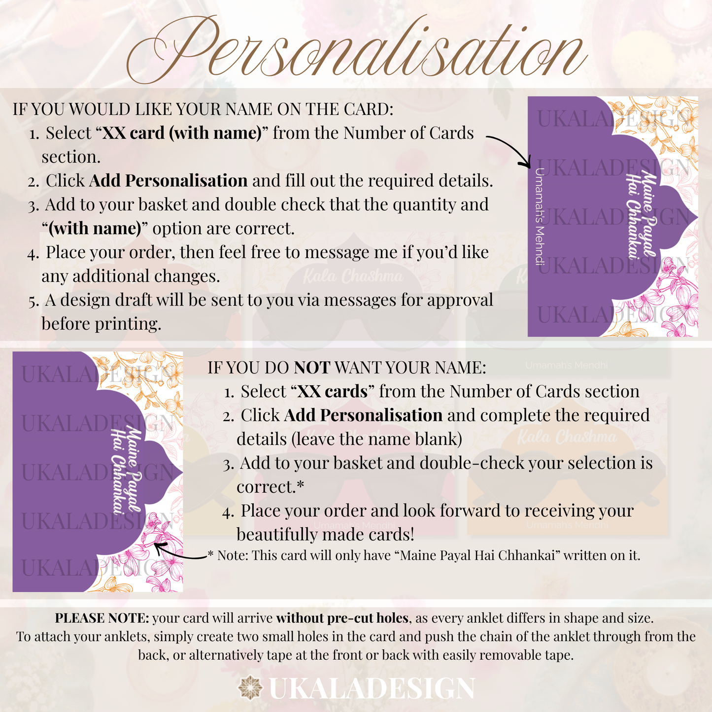 Maine Payal Hai Chhankai Display Cards - Mehrab-e-Gul Design