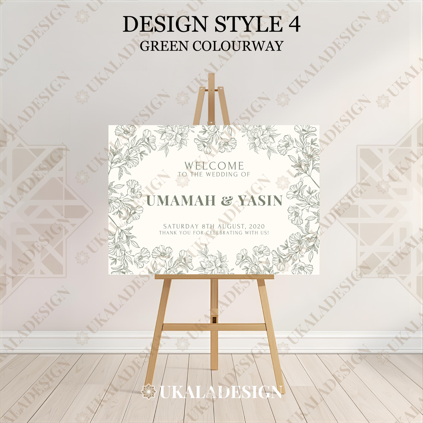 Green - Wedding Welcome Sign - Landscape