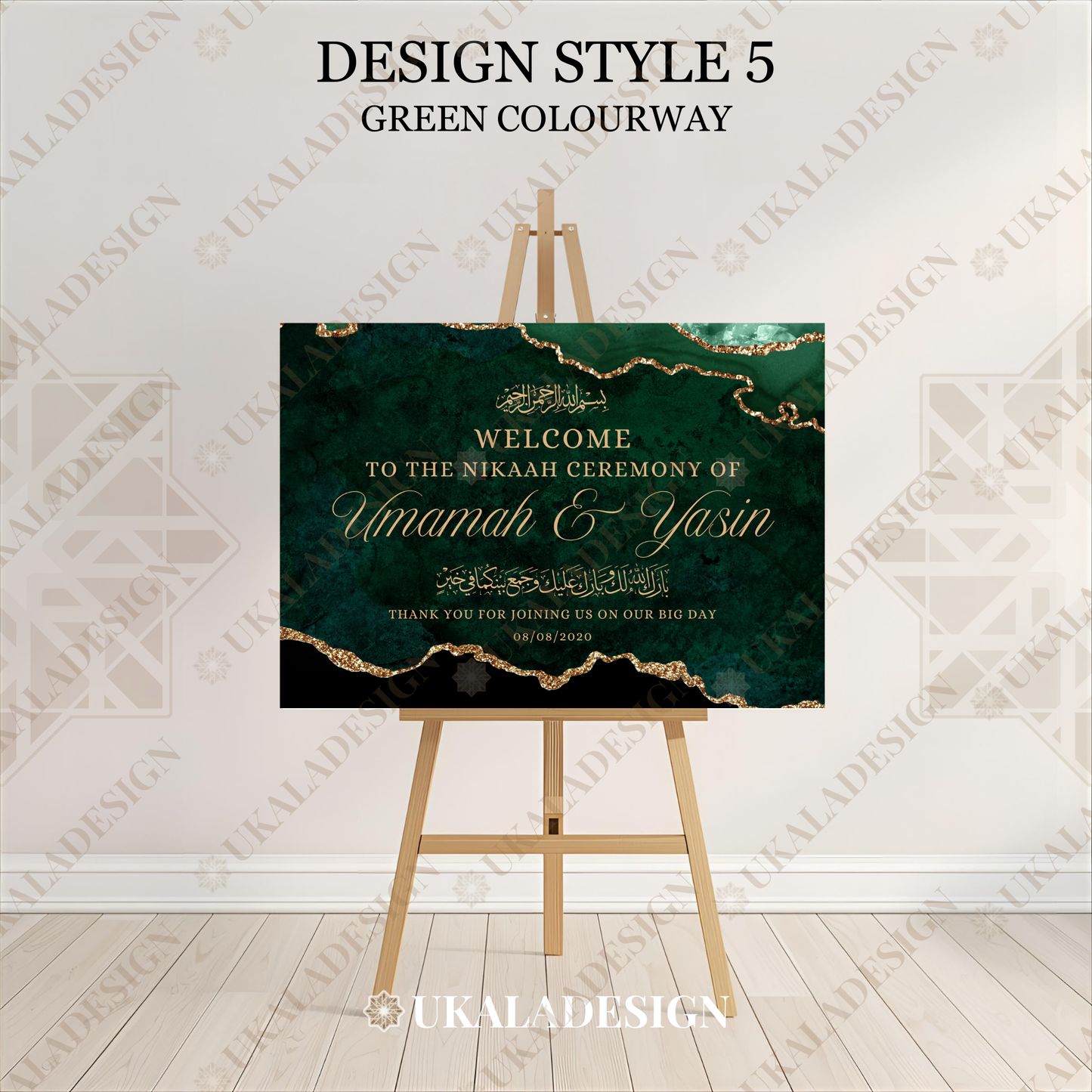 Green - Wedding Welcome Sign - Landscape