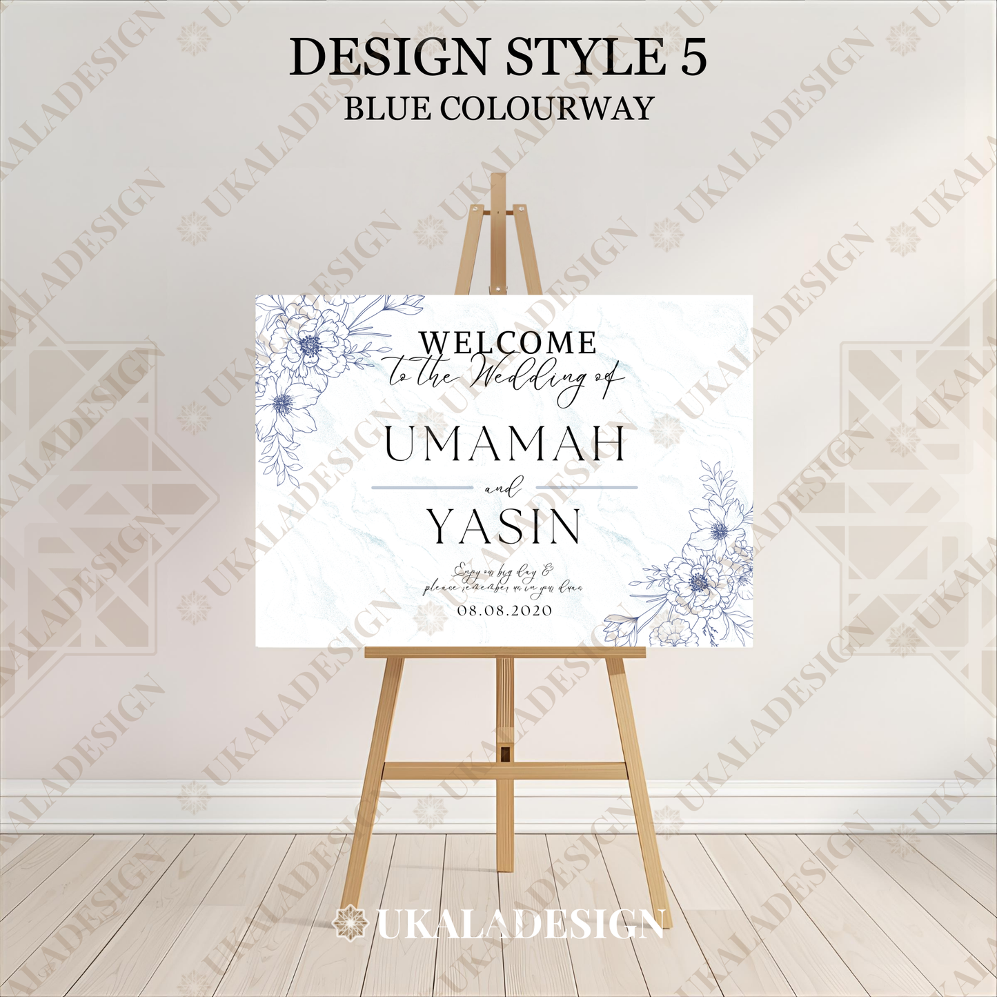 Blue - Wedding Welcome Sign - Landscape