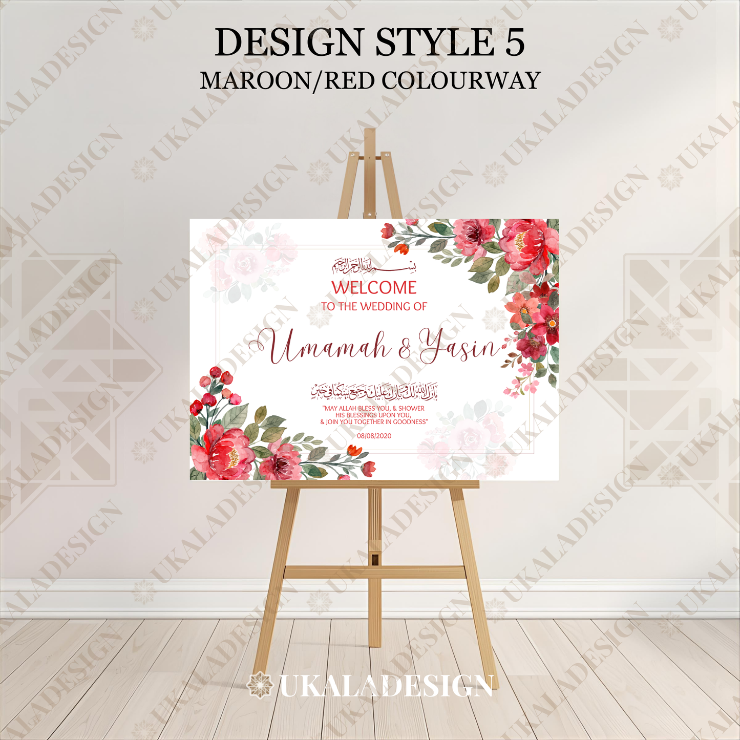 Maroon - Wedding Welcome Sign - Landscape