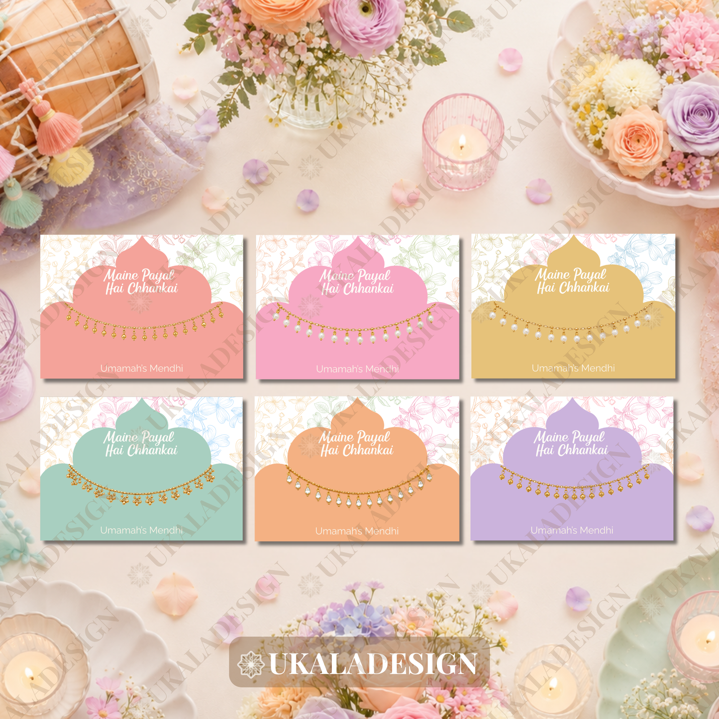 Pastel Maine Payal Hai Chhankai Display Cards - Mehrab-e-Gul Design (Copy)