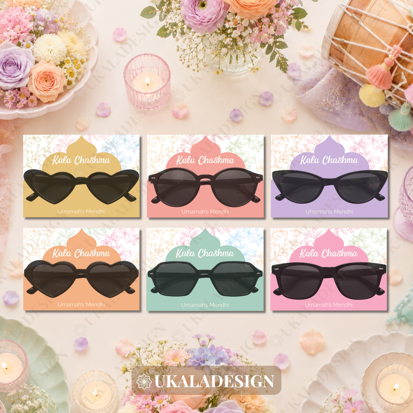Pastel Kala Chashma Sunglasses Display Cards - Mehrab-e-Gul Design