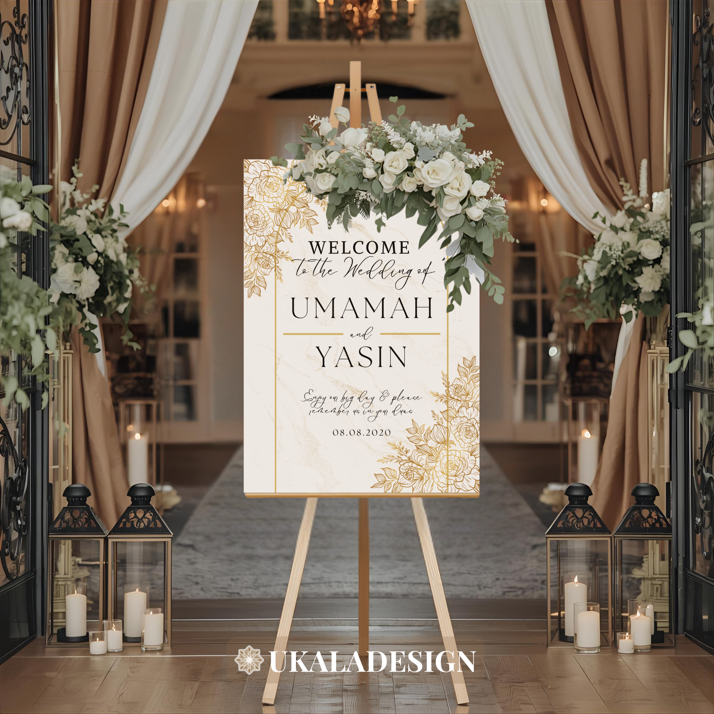 Gold - Wedding Welcome Sign - Portrait