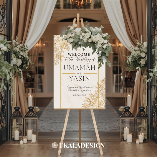Gold - Wedding Welcome Sign - Portrait