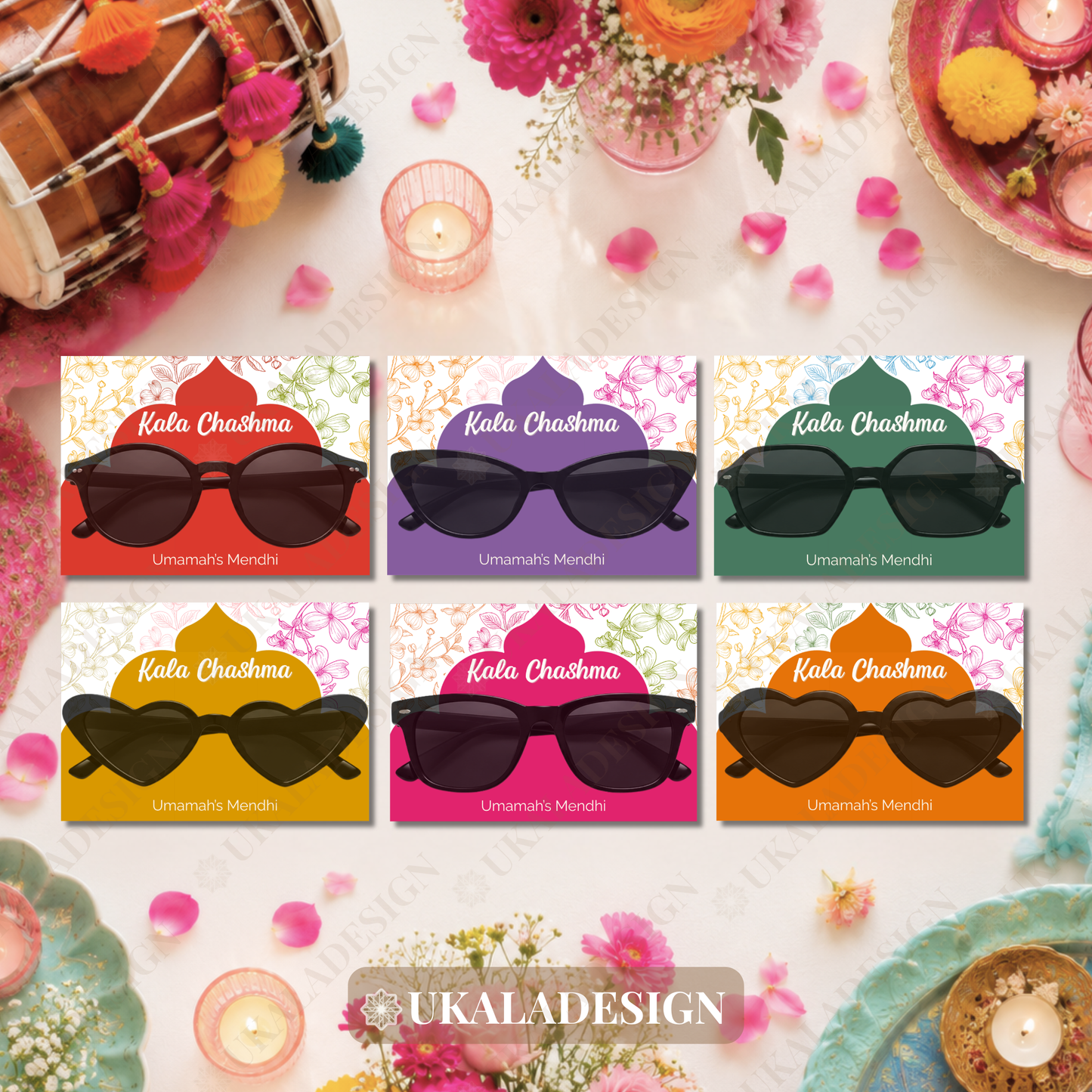 Kala Chashma Sunglasses Display Cards - Mehrab-e-Gul Design