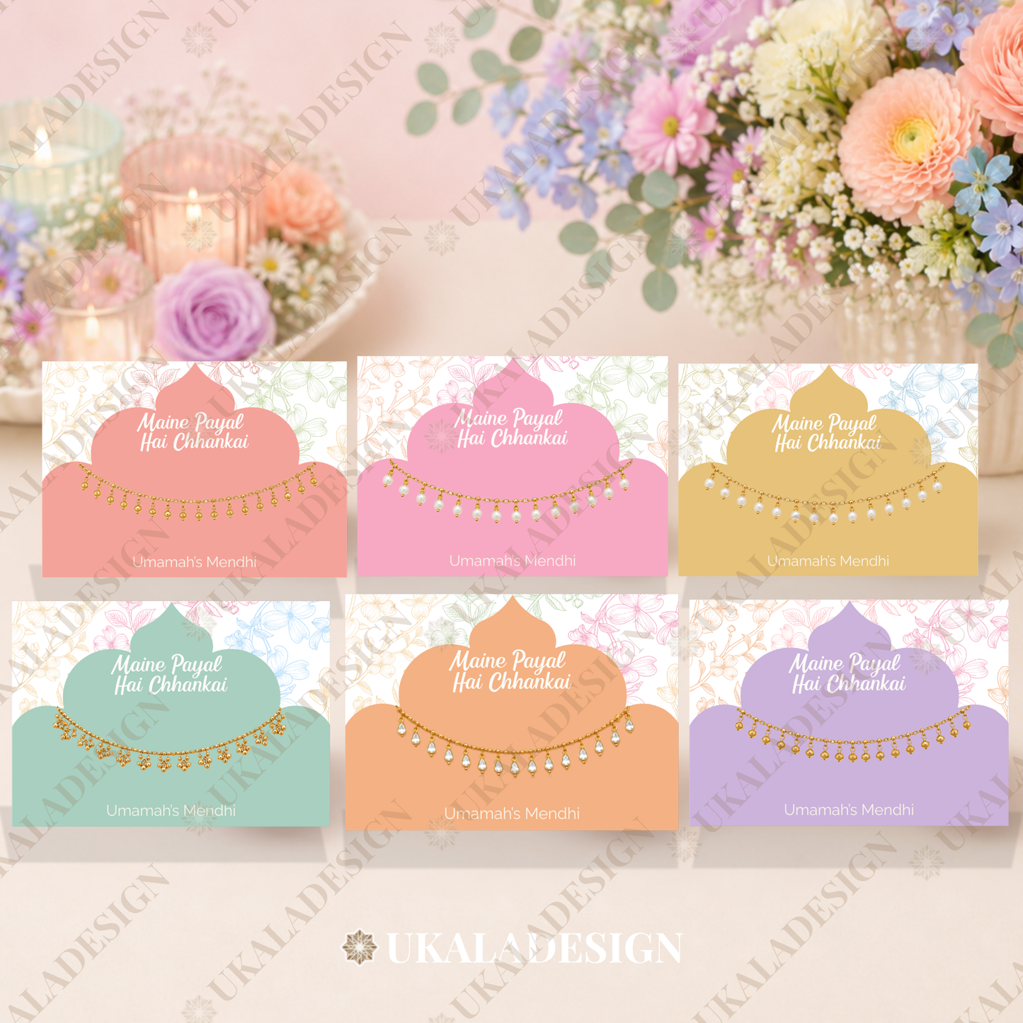 Pastel Maine Payal Hai Chhankai Display Cards - Mehrab-e-Gul Design (Copy)
