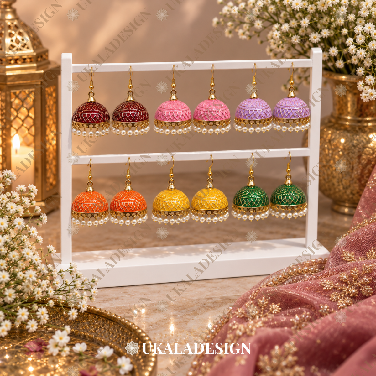 Meenakari Jhumka Earrings