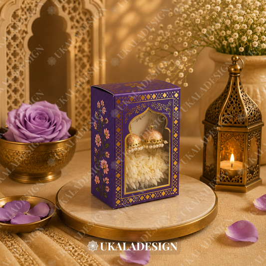 Luxury Jhumka & Gajra Gift Box - Purple Colour