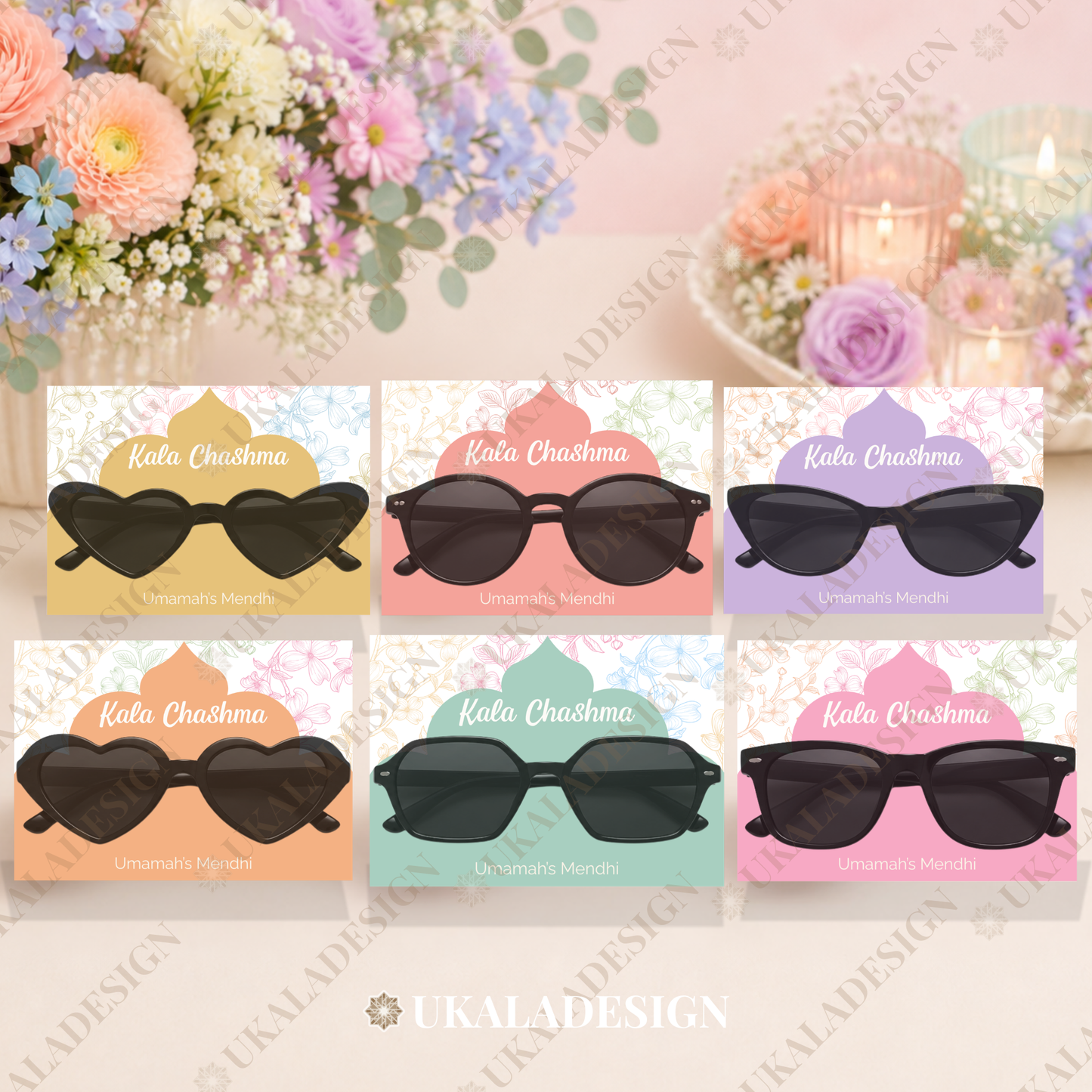 Pastel Kala Chashma Sunglasses Display Cards - Mehrab-e-Gul Design