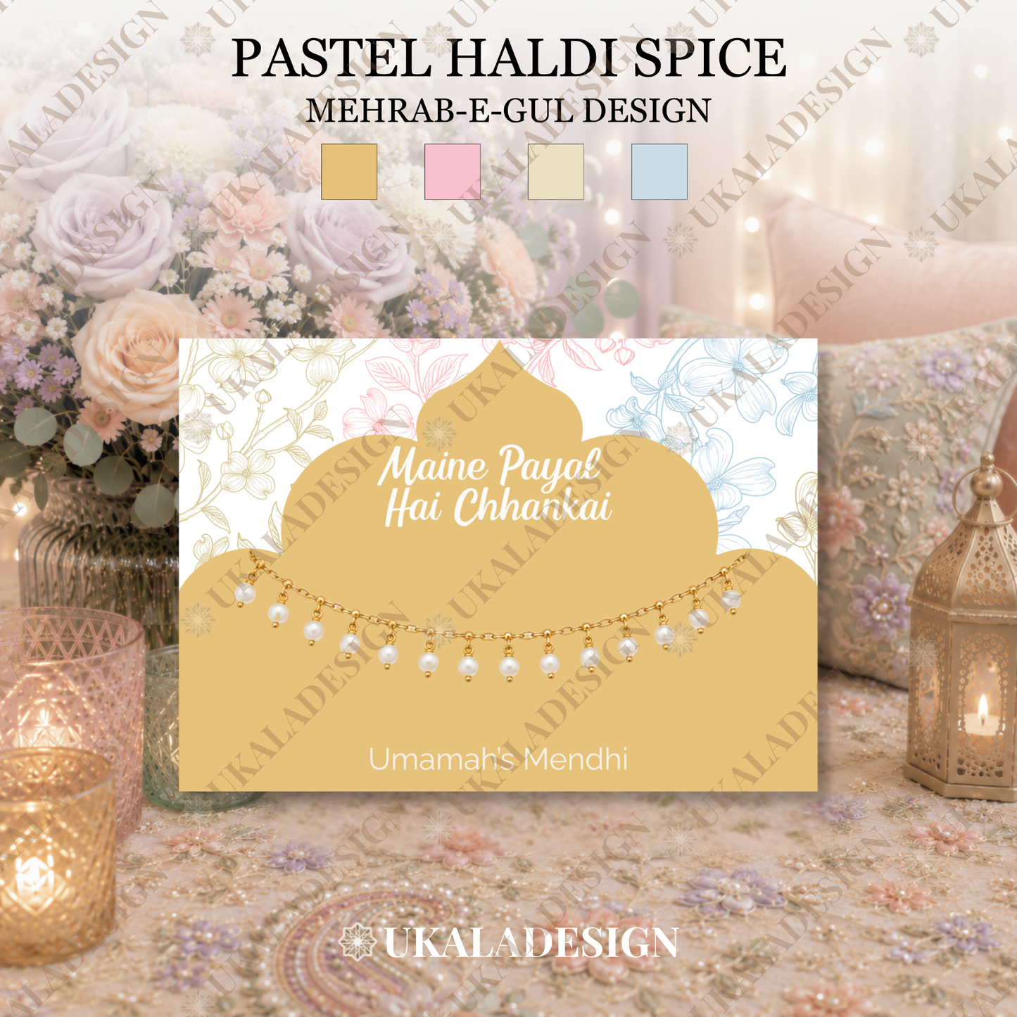 Pastel Maine Payal Hai Chhankai Display Cards - Mehrab-e-Gul Design (Copy)