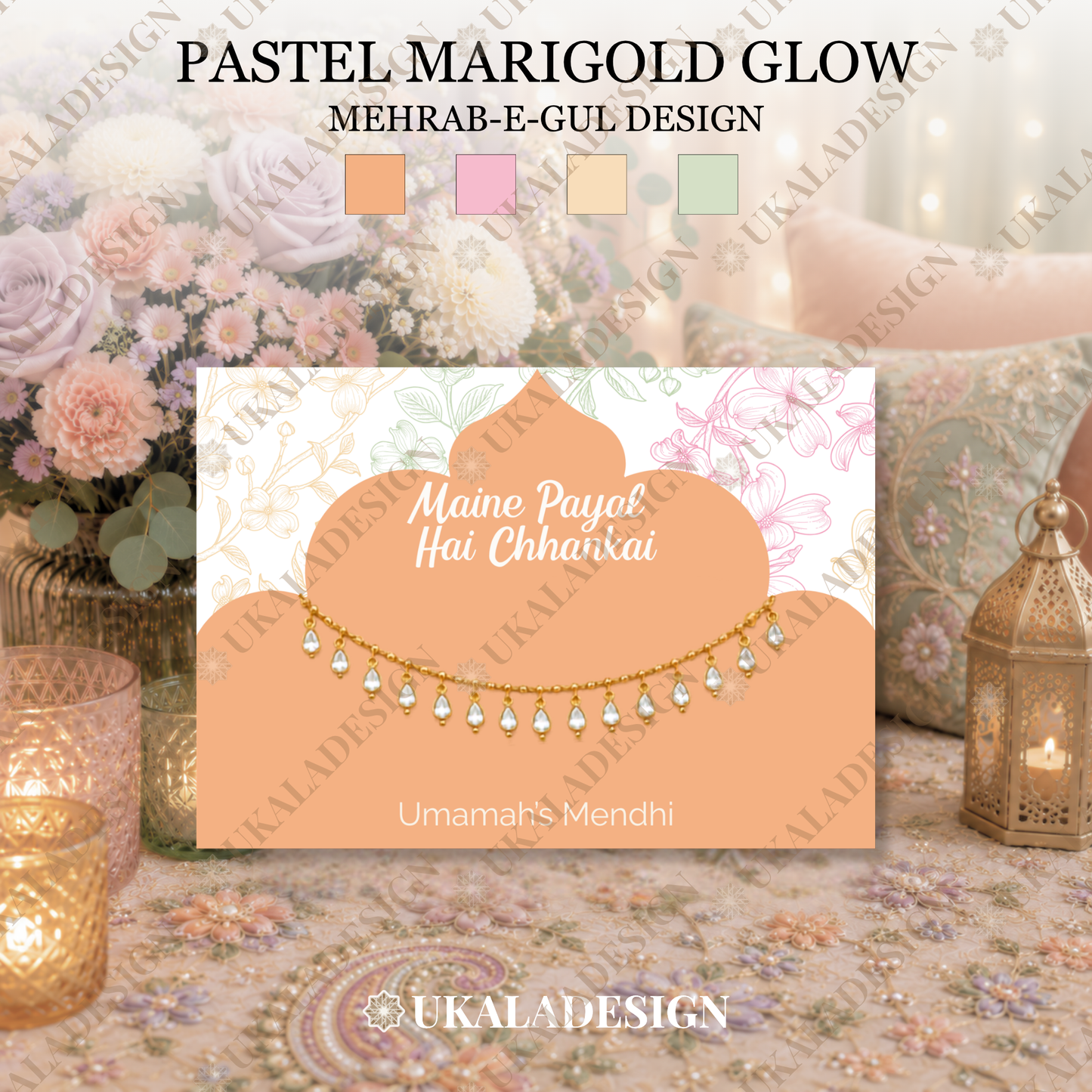 Pastel Maine Payal Hai Chhankai Display Cards - Mehrab-e-Gul Design (Copy)