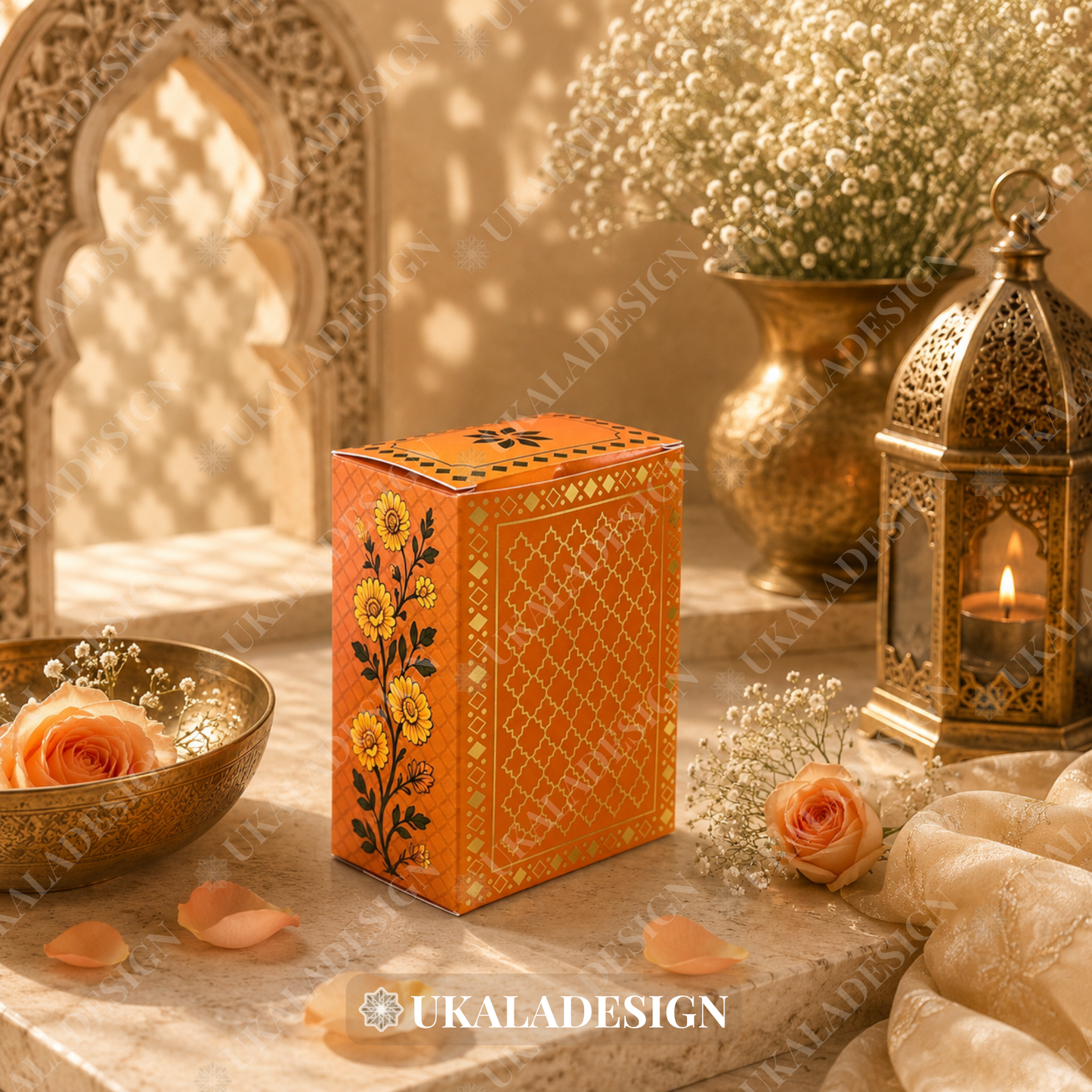 Luxury Jhumka & Gajra Gift Box - Orange Colour