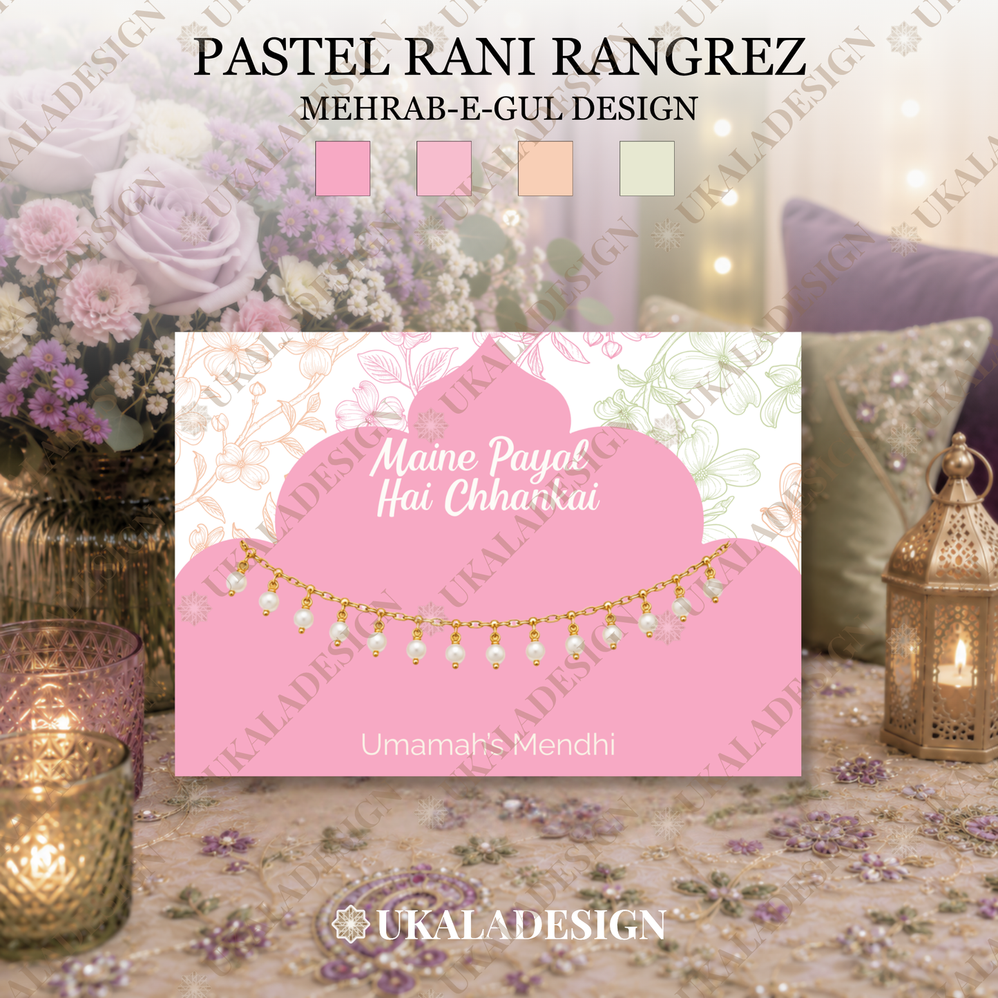 Pastel Maine Payal Hai Chhankai Display Cards - Mehrab-e-Gul Design (Copy)
