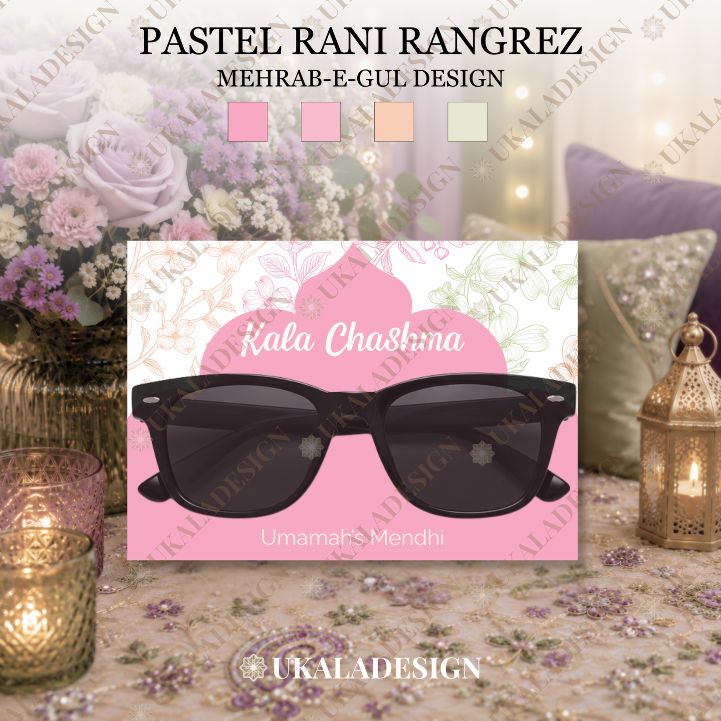 Pastel Kala Chashma Sunglasses Display Cards - Mehrab-e-Gul Design