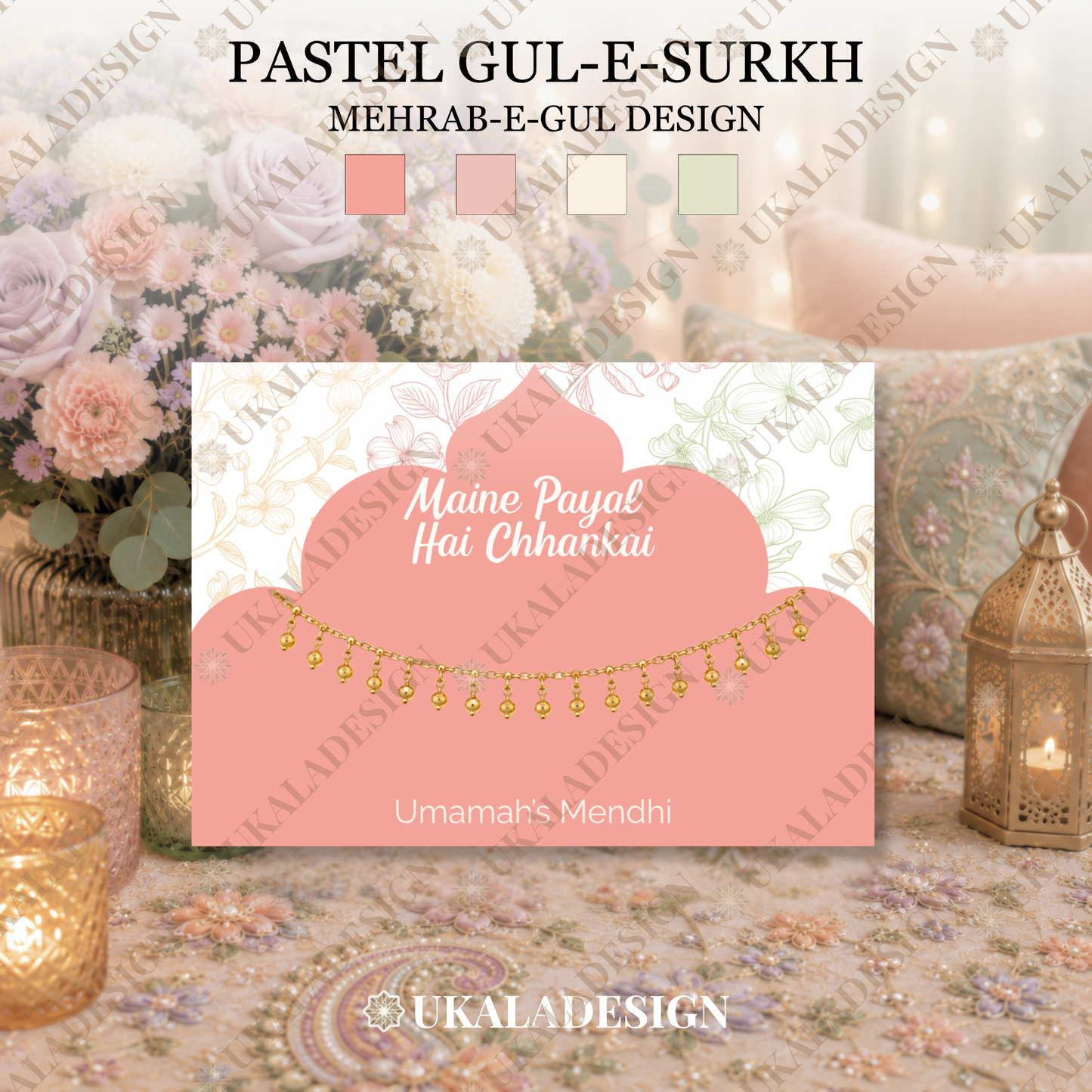 Pastel Maine Payal Hai Chhankai Display Cards - Mehrab-e-Gul Design (Copy)