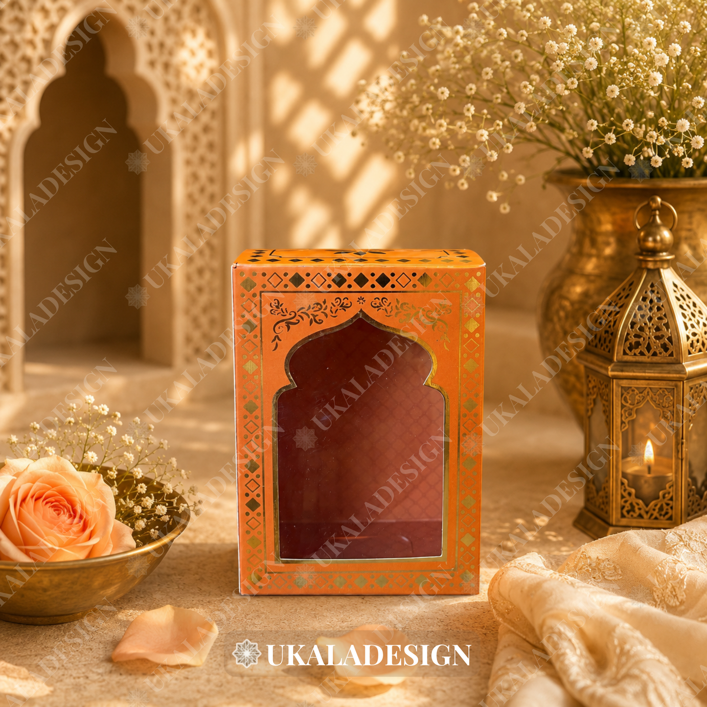 Luxury Jhumka & Gajra Gift Box - Orange Colour