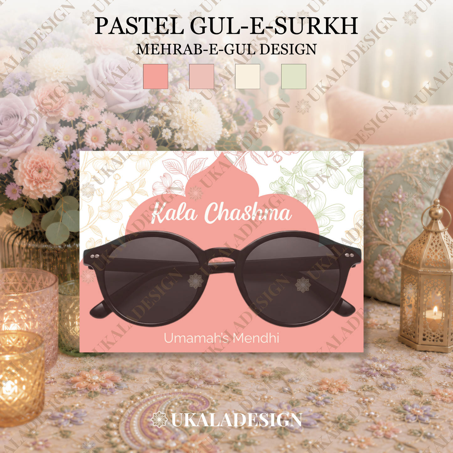 Pastel Kala Chashma Sunglasses Display Cards - Mehrab-e-Gul Design