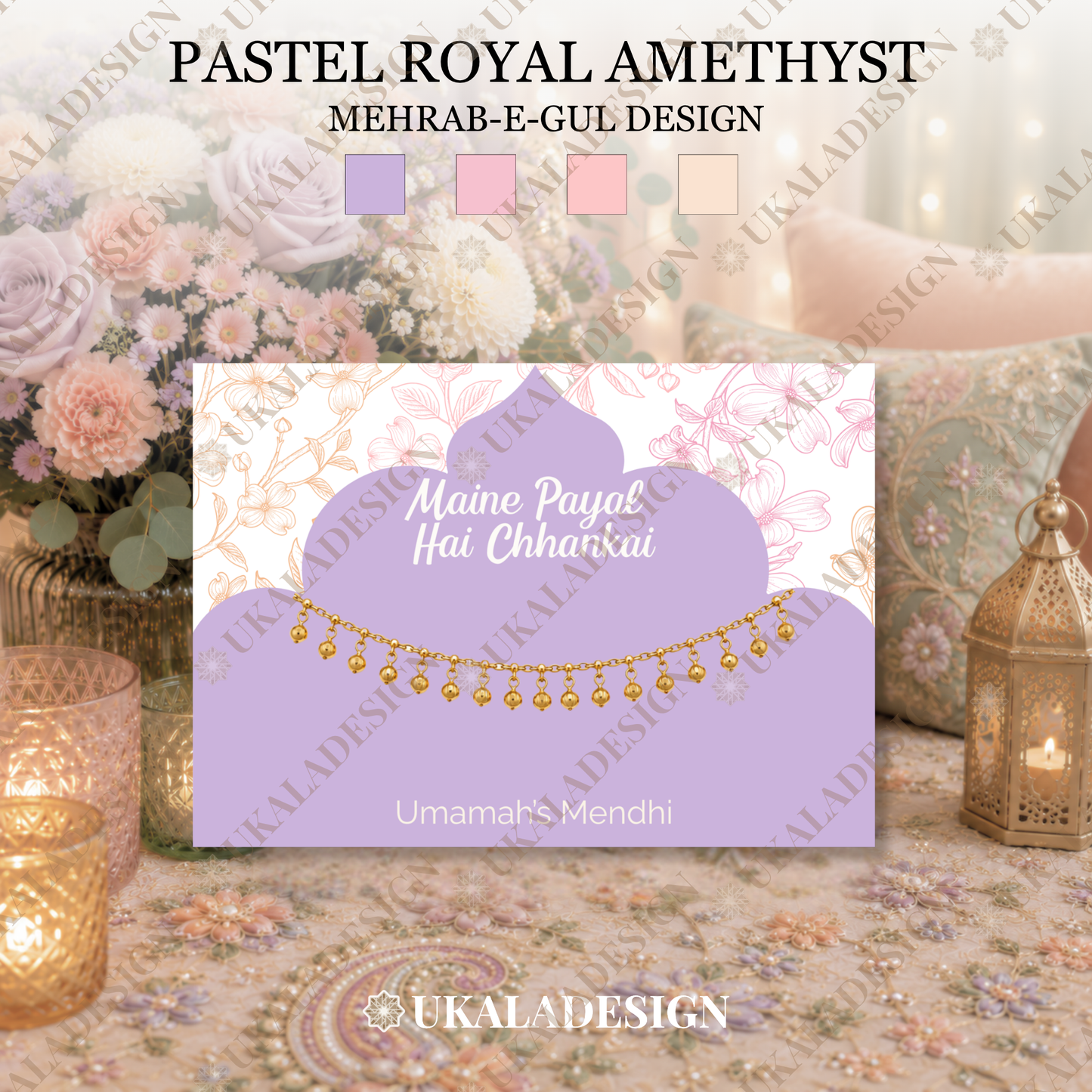 Pastel Maine Payal Hai Chhankai Display Cards - Mehrab-e-Gul Design (Copy)