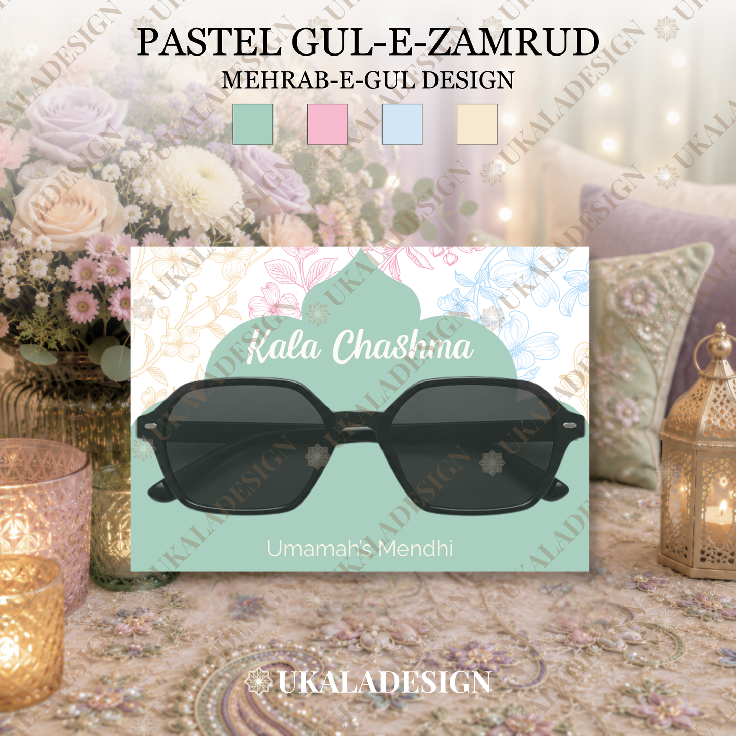 Pastel Kala Chashma Sunglasses Display Cards - Mehrab-e-Gul Design