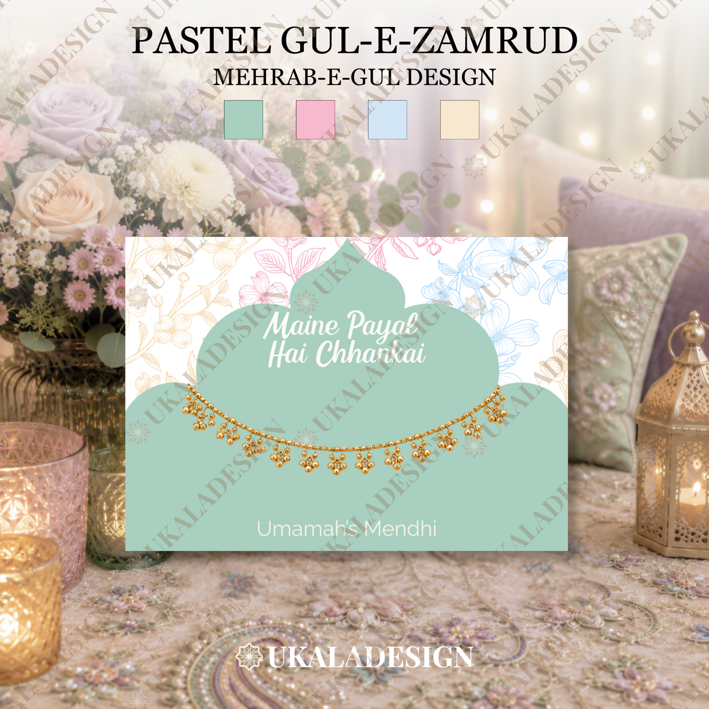 Pastel Maine Payal Hai Chhankai Display Cards - Mehrab-e-Gul Design (Copy)