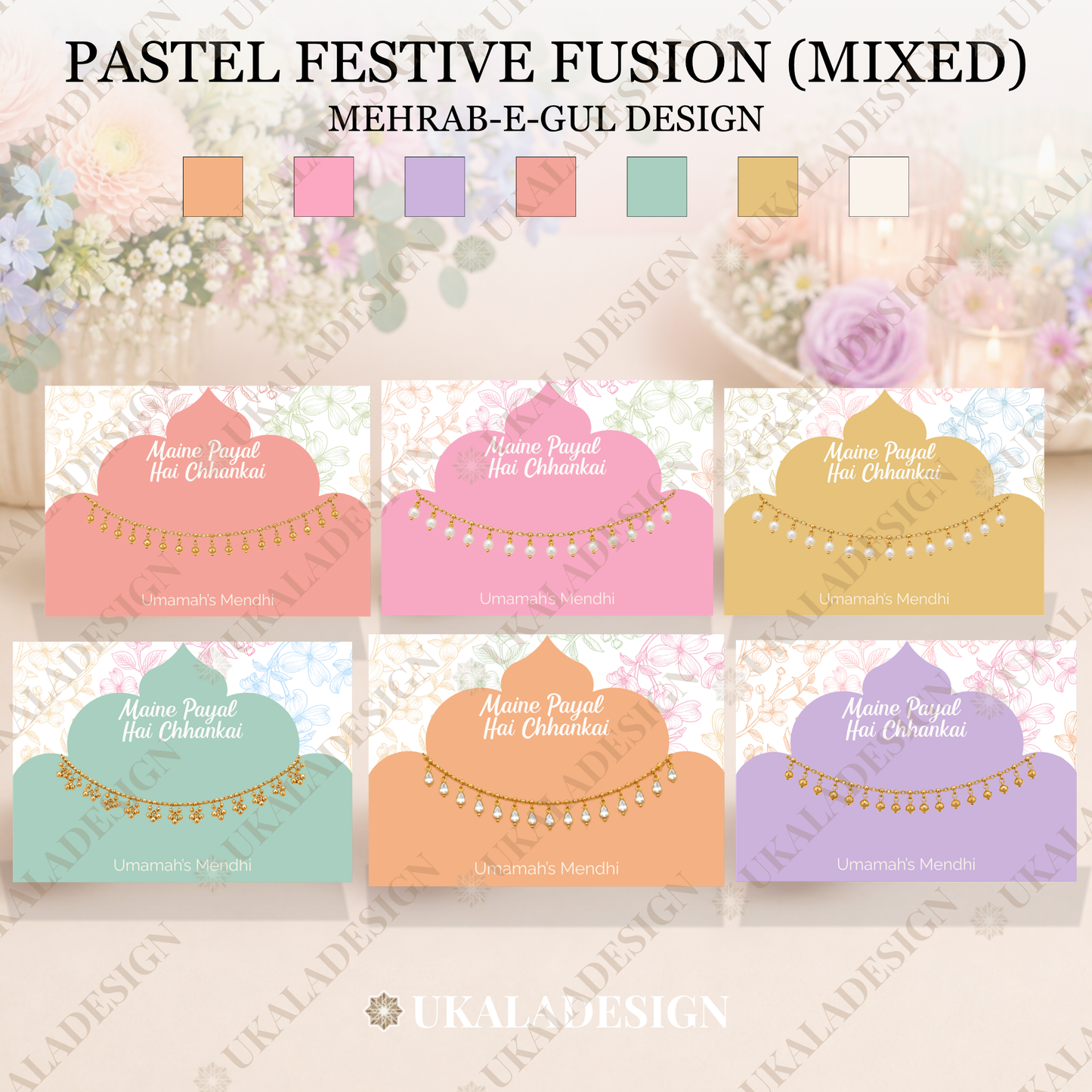 Pastel Maine Payal Hai Chhankai Display Cards - Mehrab-e-Gul Design (Copy)