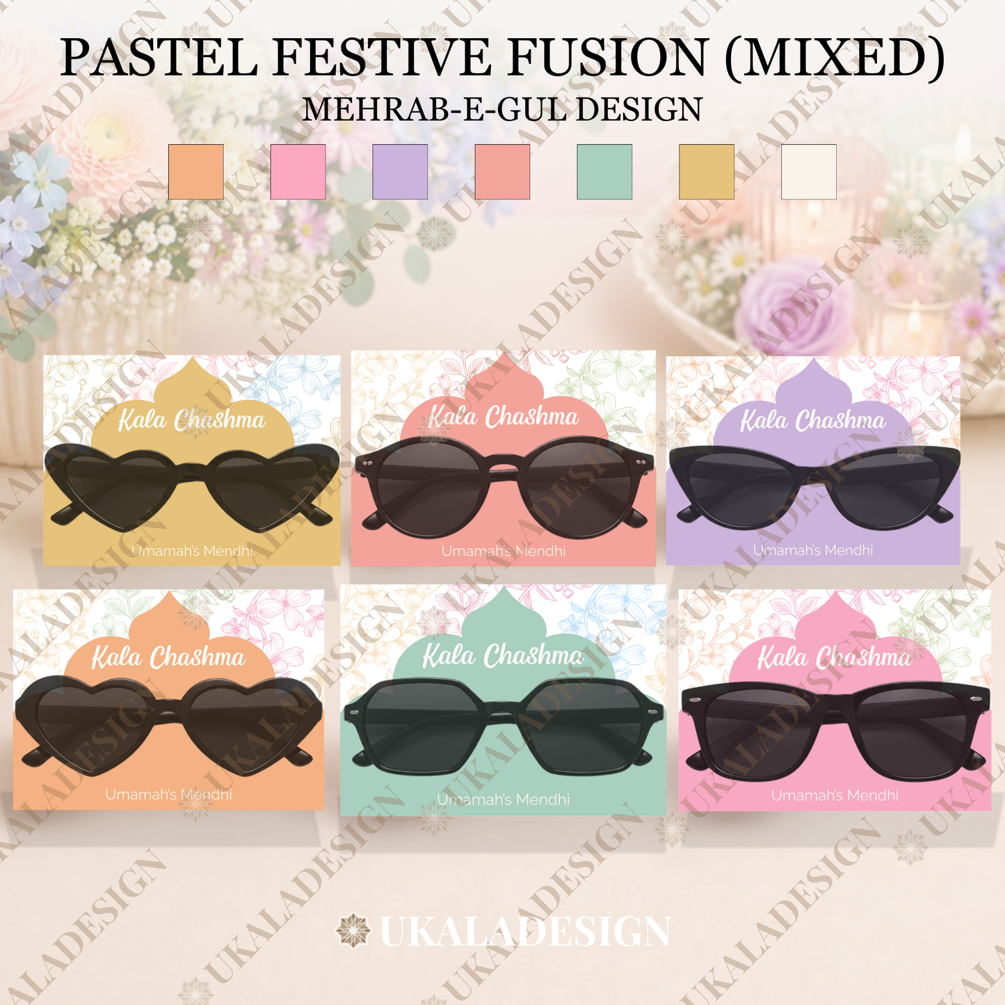 Pastel Kala Chashma Sunglasses Display Cards - Mehrab-e-Gul Design