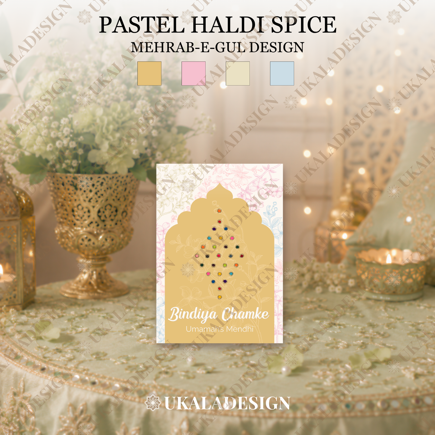 Pastel Bindiya Chamke Bindi Cards - Mehrab-e-Gul Design