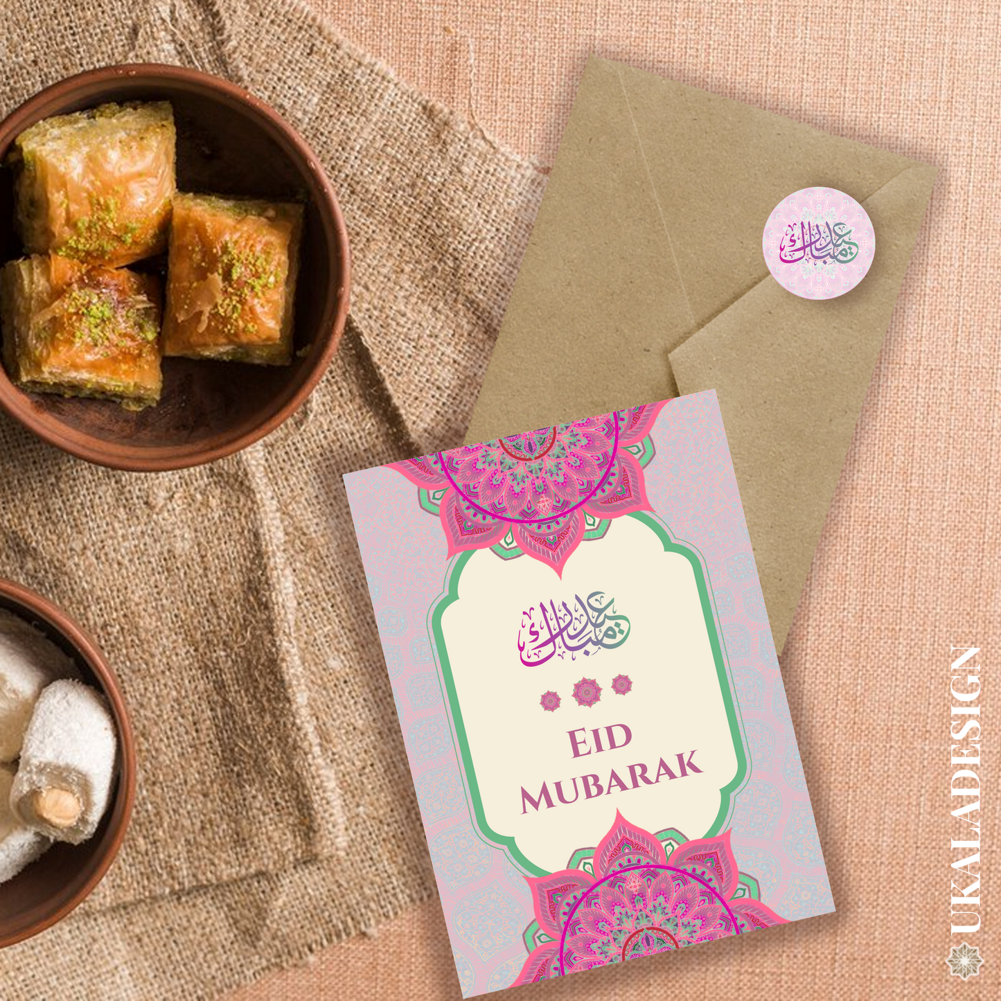 Eid Mubarak Card - Pink