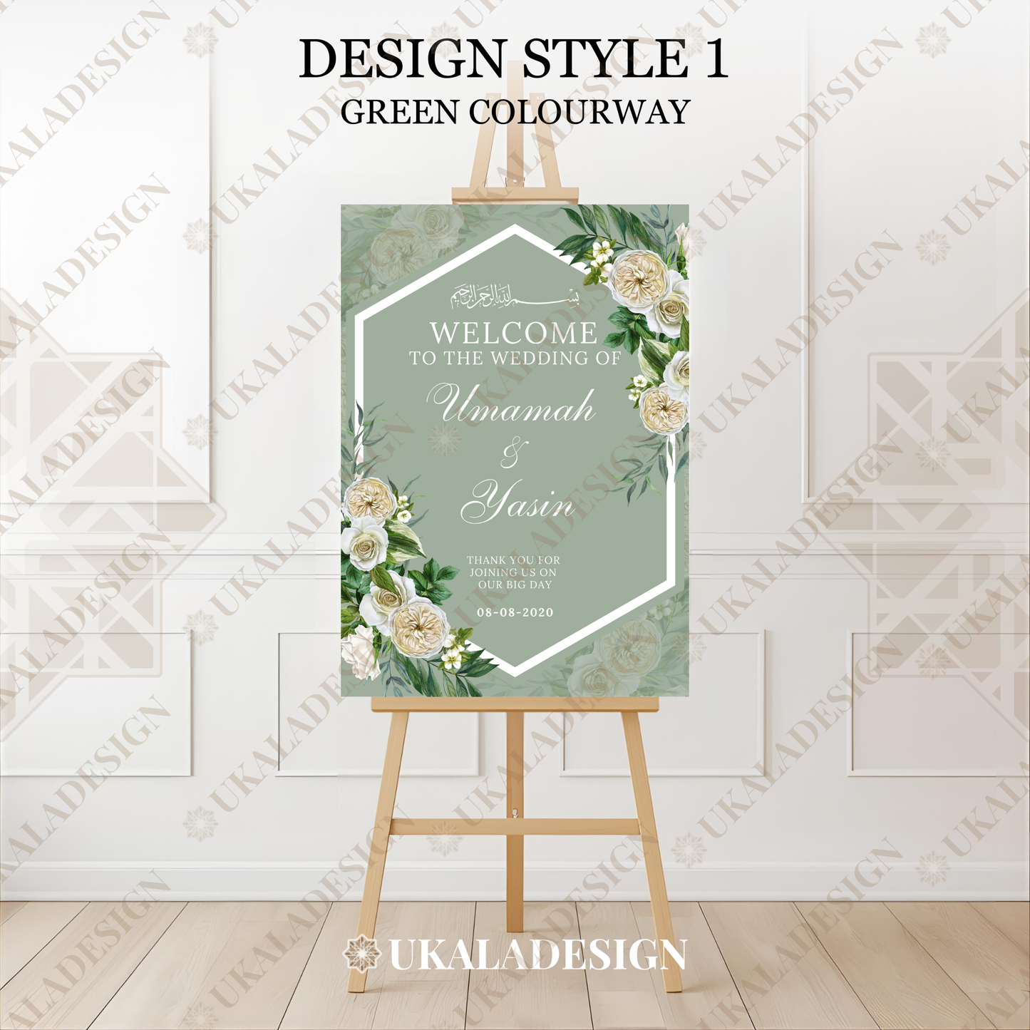 Green - Wedding Welcome Sign - Portrait
