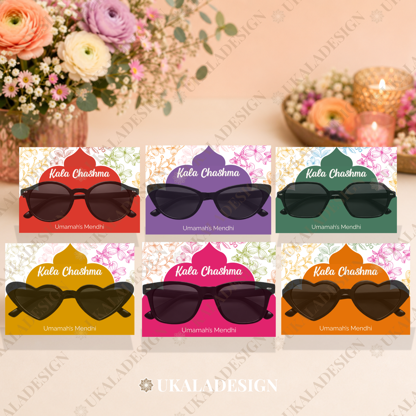 Kala Chashma Sunglasses Display Cards - Mehrab-e-Gul Design