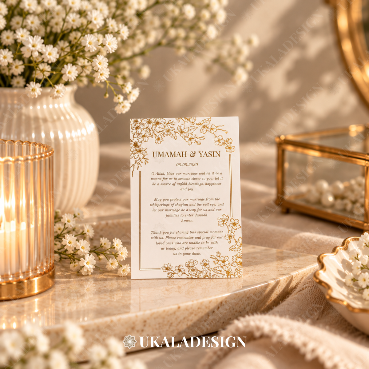 Cherry Blossom Foil Dua Favour Cards