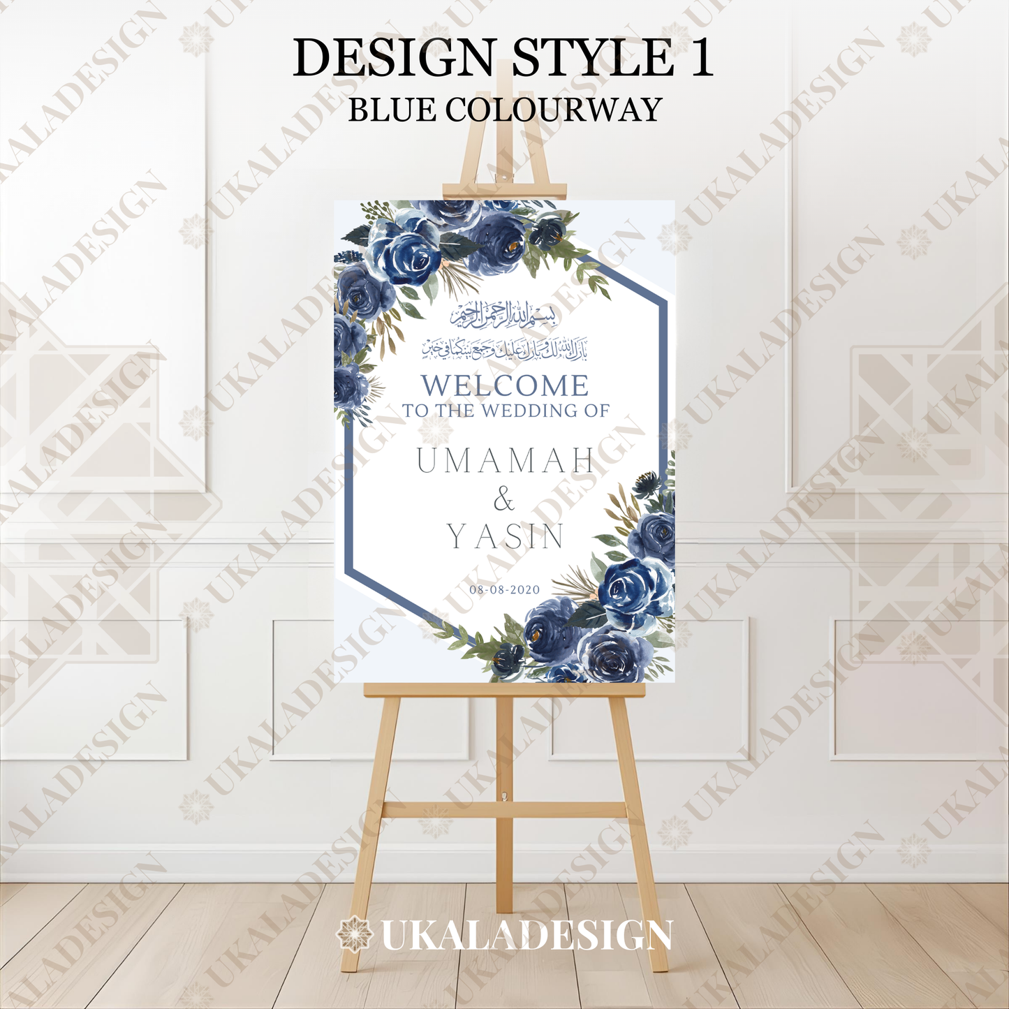 Blue - Wedding Welcome Sign - Portrait