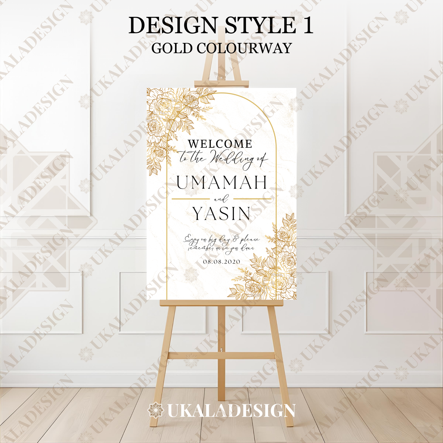 Gold - Wedding Welcome Sign - Portrait