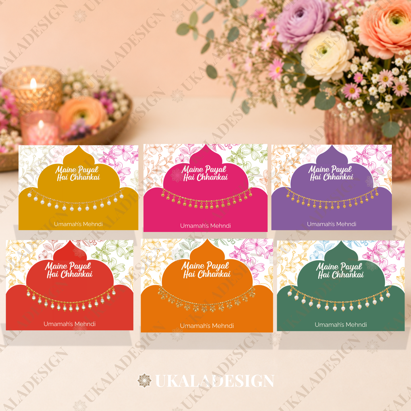 Maine Payal Hai Chhankai Display Cards - Mehrab-e-Gul Design