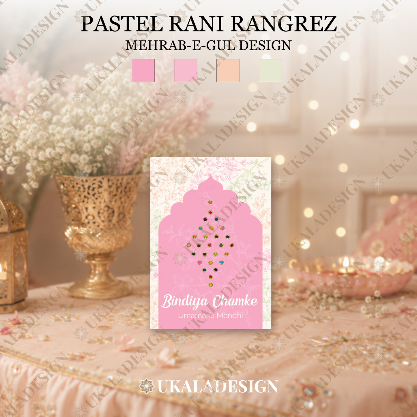 Pastel Bindiya Chamke Bindi Cards - Mehrab-e-Gul Design