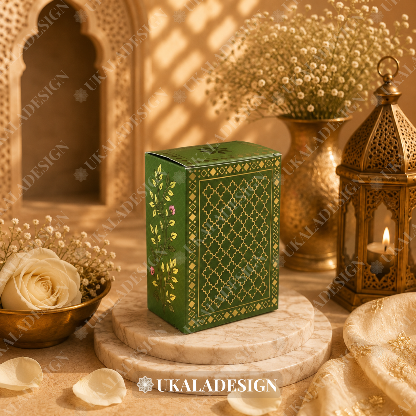 Luxury Jhumka & Gajra Gift Box - Green Colour