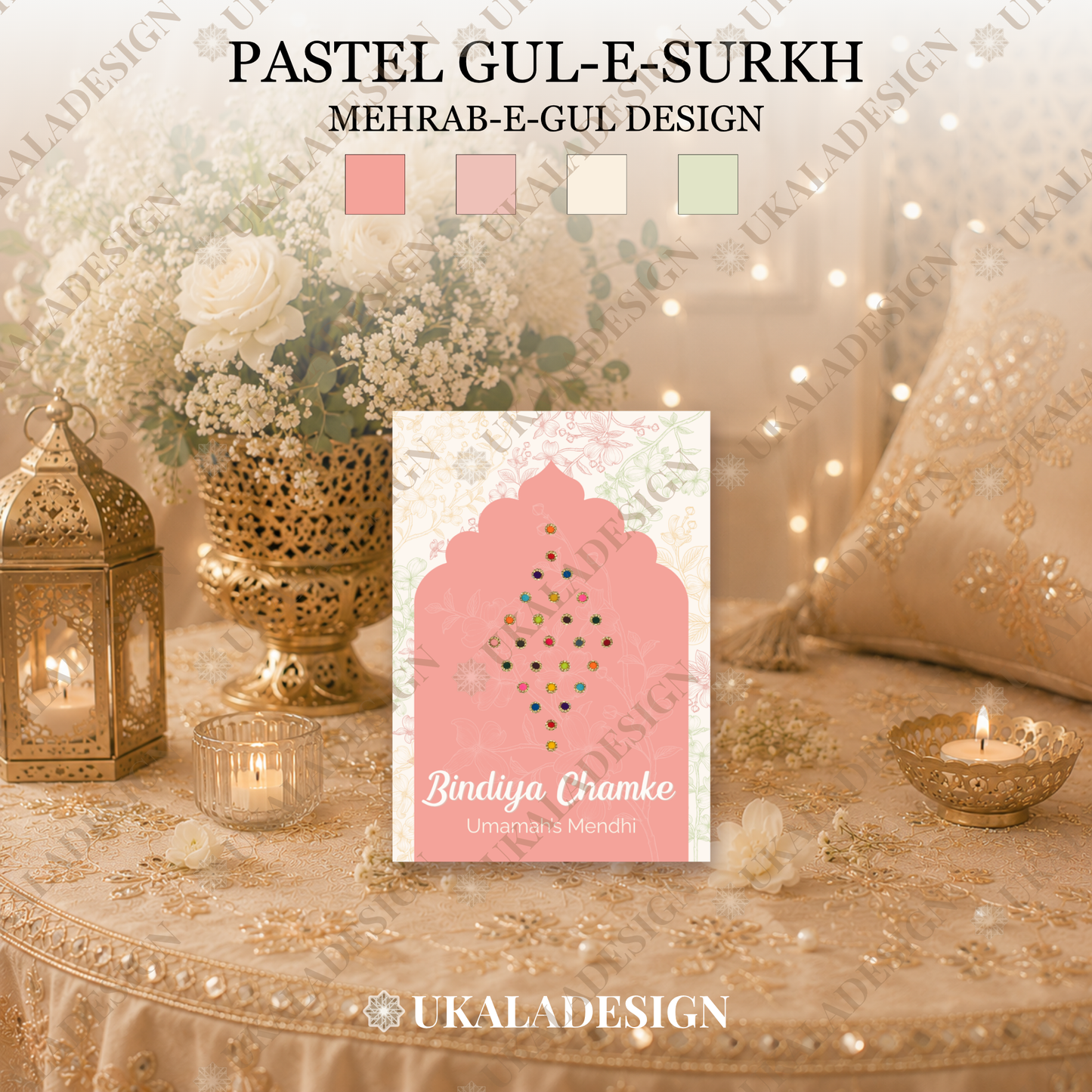 Pastel Bindiya Chamke Bindi Cards - Mehrab-e-Gul Design