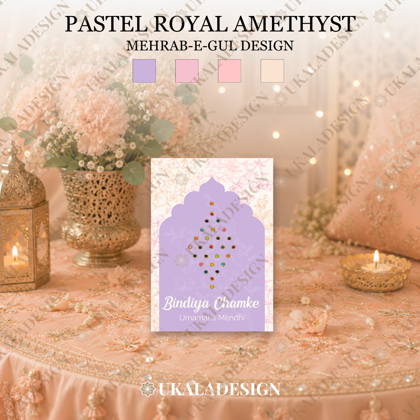 Pastel Bindiya Chamke Bindi Cards - Mehrab-e-Gul Design