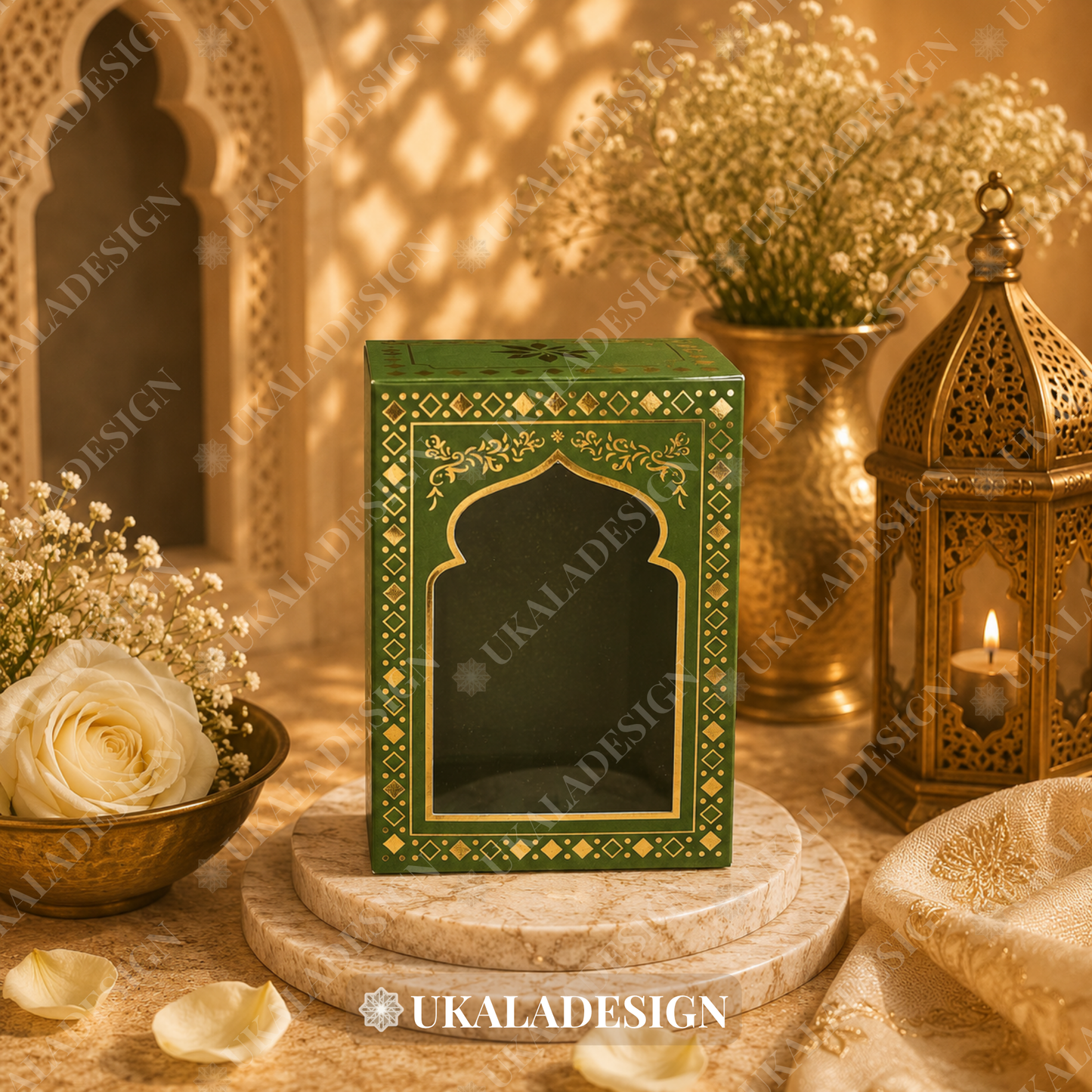 Luxury Jhumka & Gajra Gift Box - Green Colour