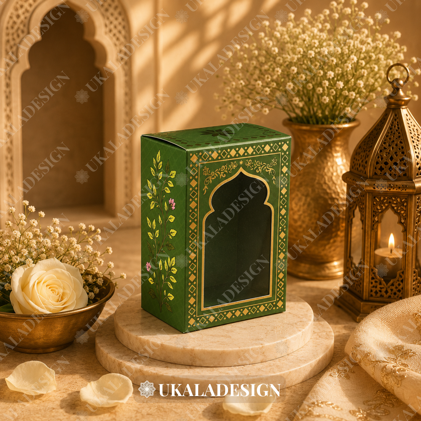 Luxury Jhumka & Gajra Gift Box - Green Colour