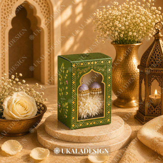 Luxury Jhumka & Gajra Gift Box - Green Colour