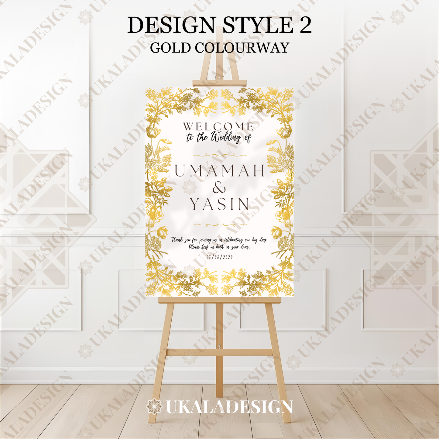 Gold - Wedding Welcome Sign - Portrait